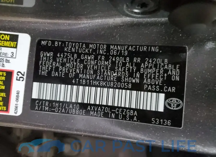 4T1B11HK8KU820058# 13