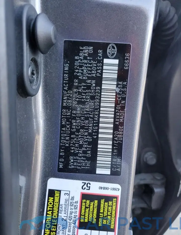 4T1G11AK8LU993239# 12