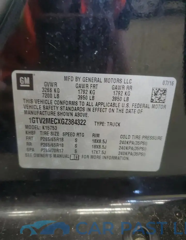 1GTV2MECXGZ384322# 12