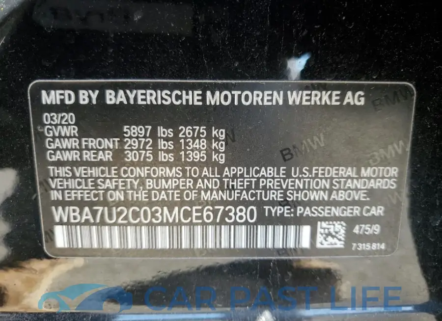 WBA7U2C03MCE67380# 12
