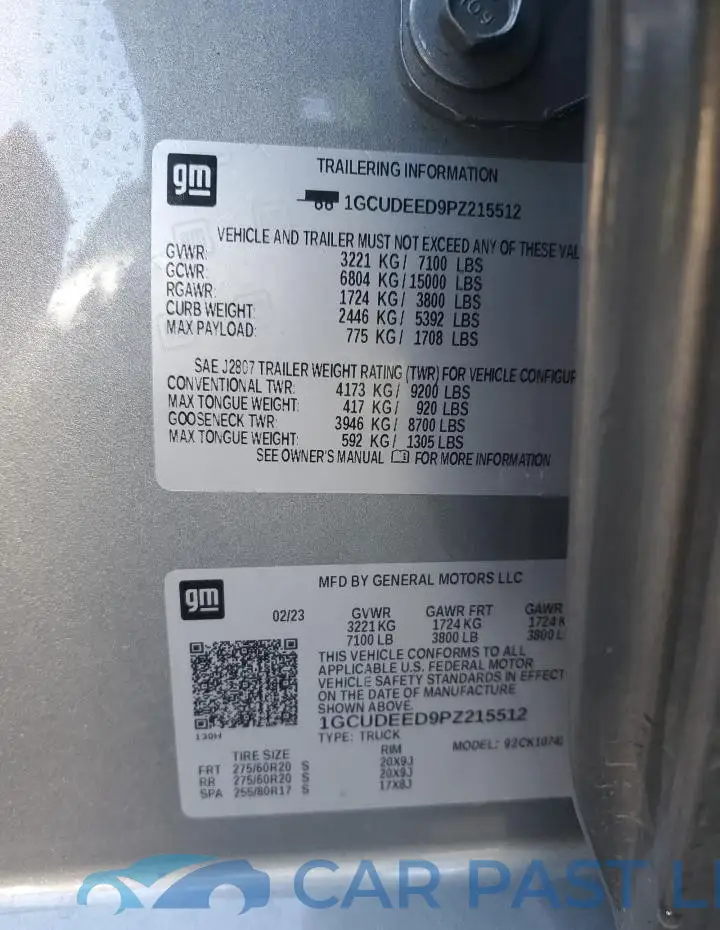 1GCUDEED9PZ215512# 13