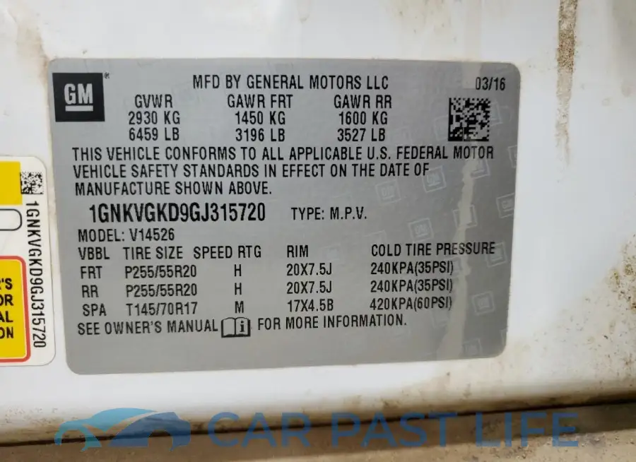 1GNKVGKD9GJ315720# 13