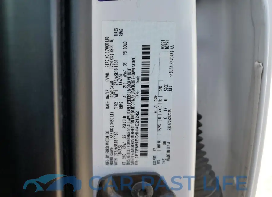 1FTEW1EG1HKE21242# 12