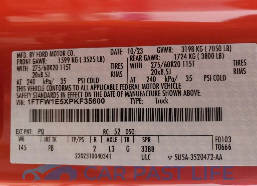 1FTFW1E5XPKF35600# 12