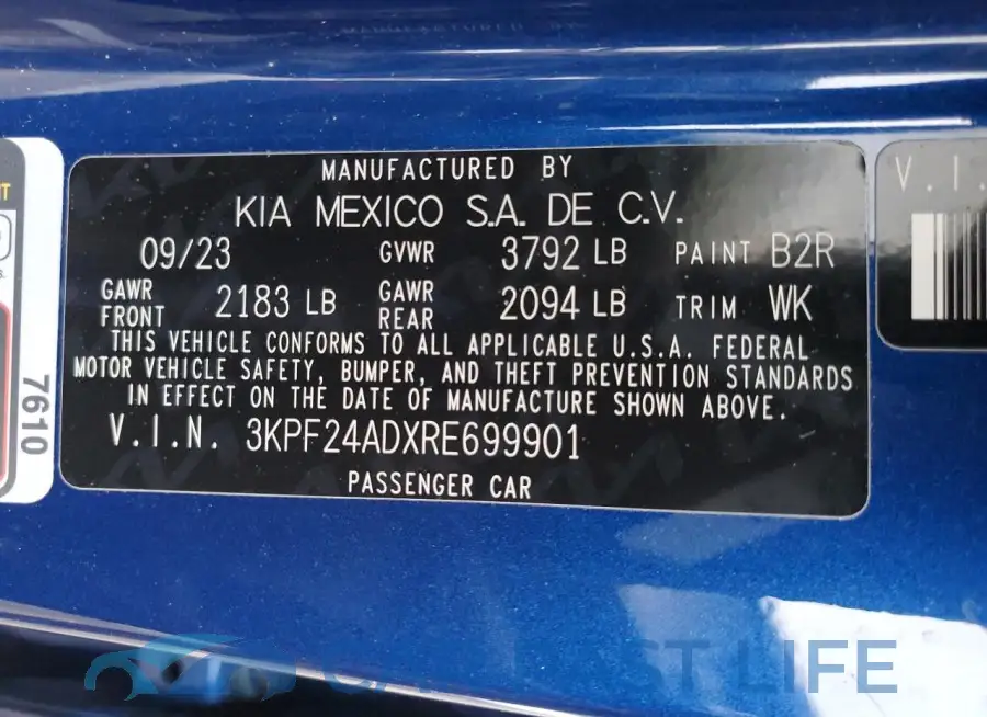 3KPF24ADXRE699901# 12