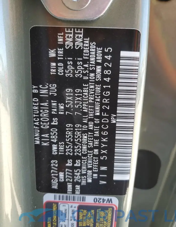 5XYK6CDF2RG148245# 14