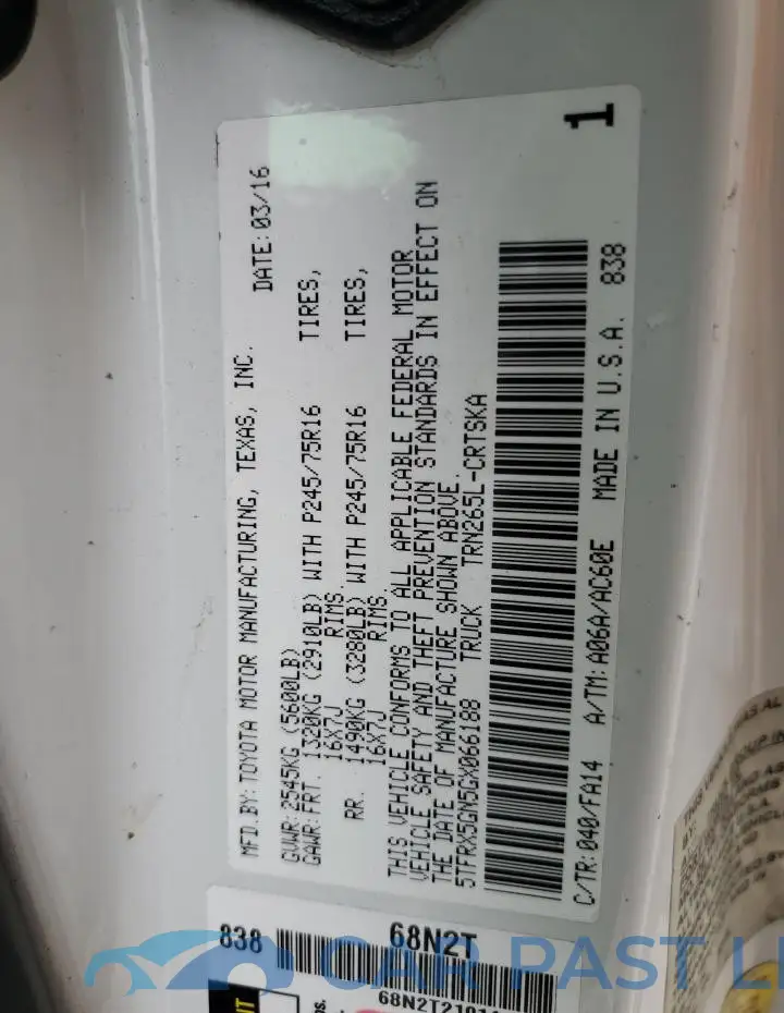 5TFRX5GN5GX066188# 12