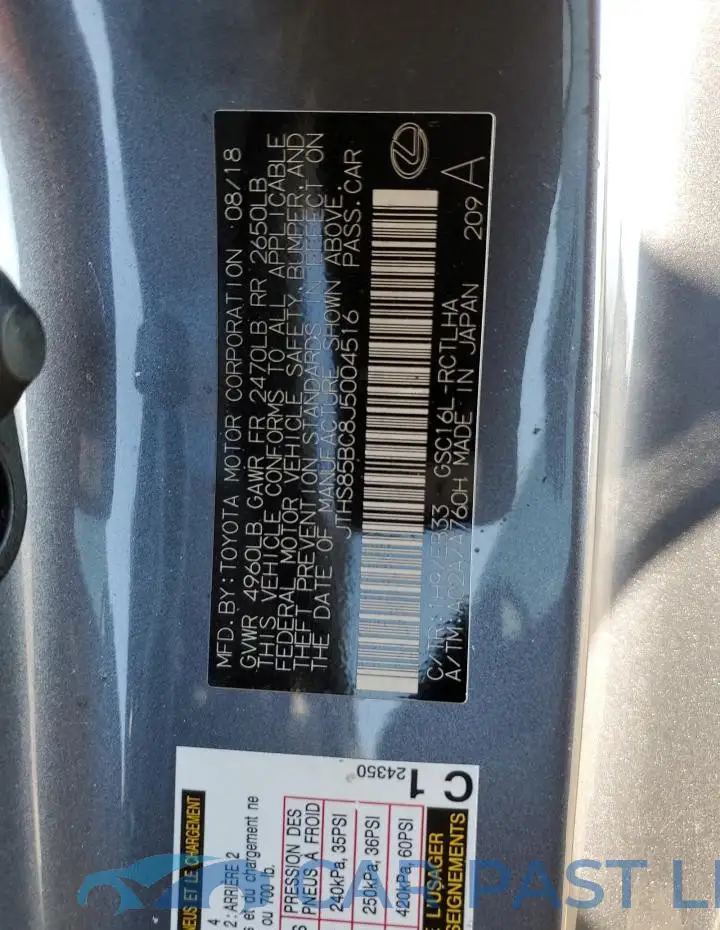 JTHS85BC8J5004516# 12