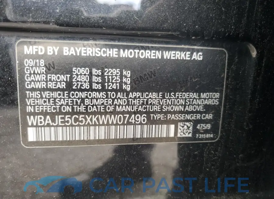 WBAJE5C5XKWW07496# 13