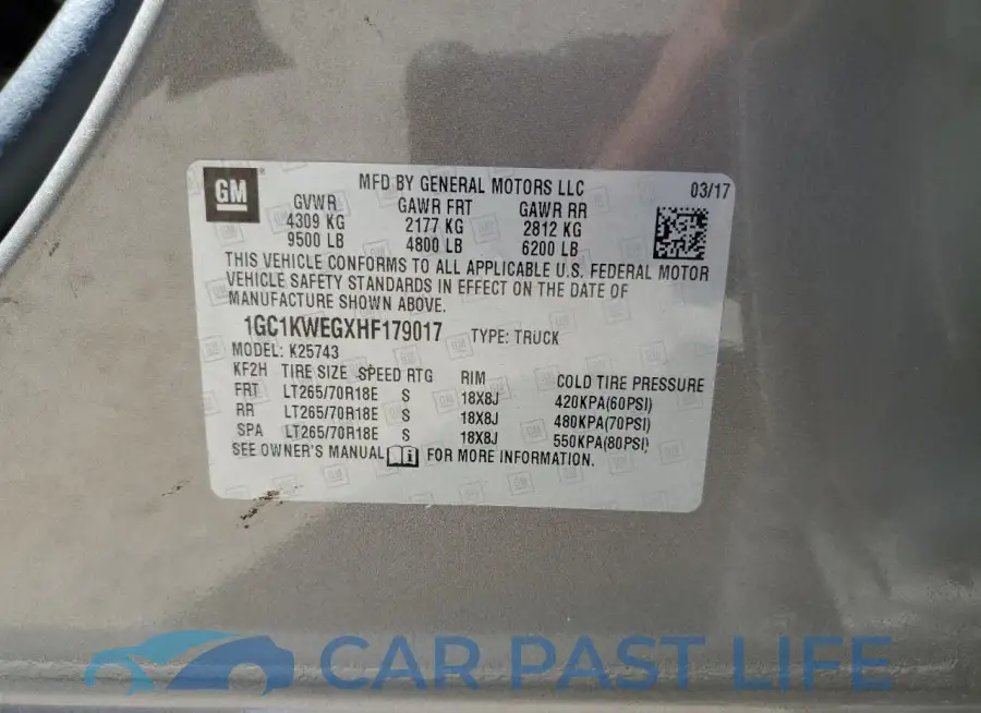 1GC1KWEGXHF179017# 12