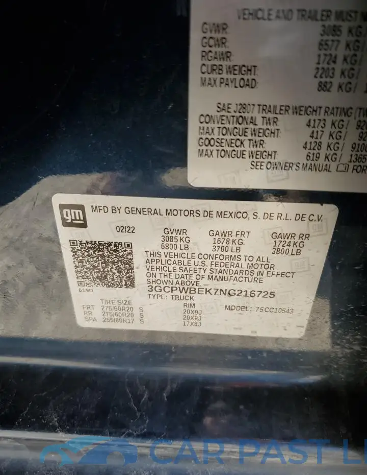 3GCPWBEK7NG216725# 12