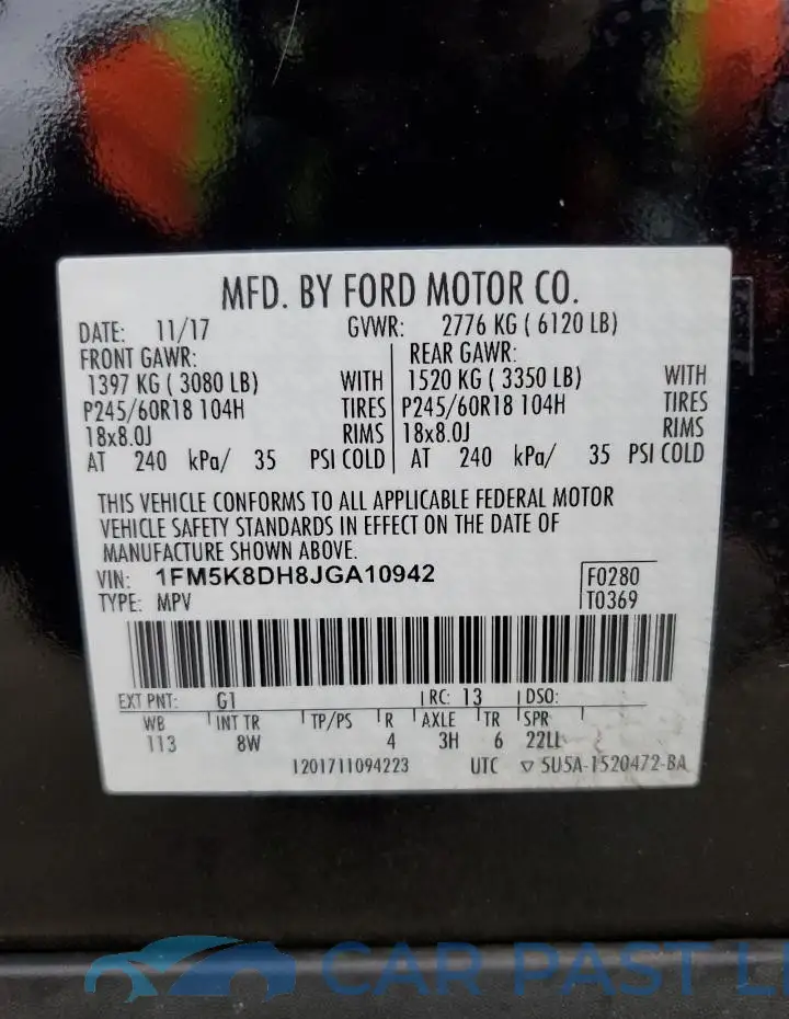1FM5K8DH8JGA10942# 13