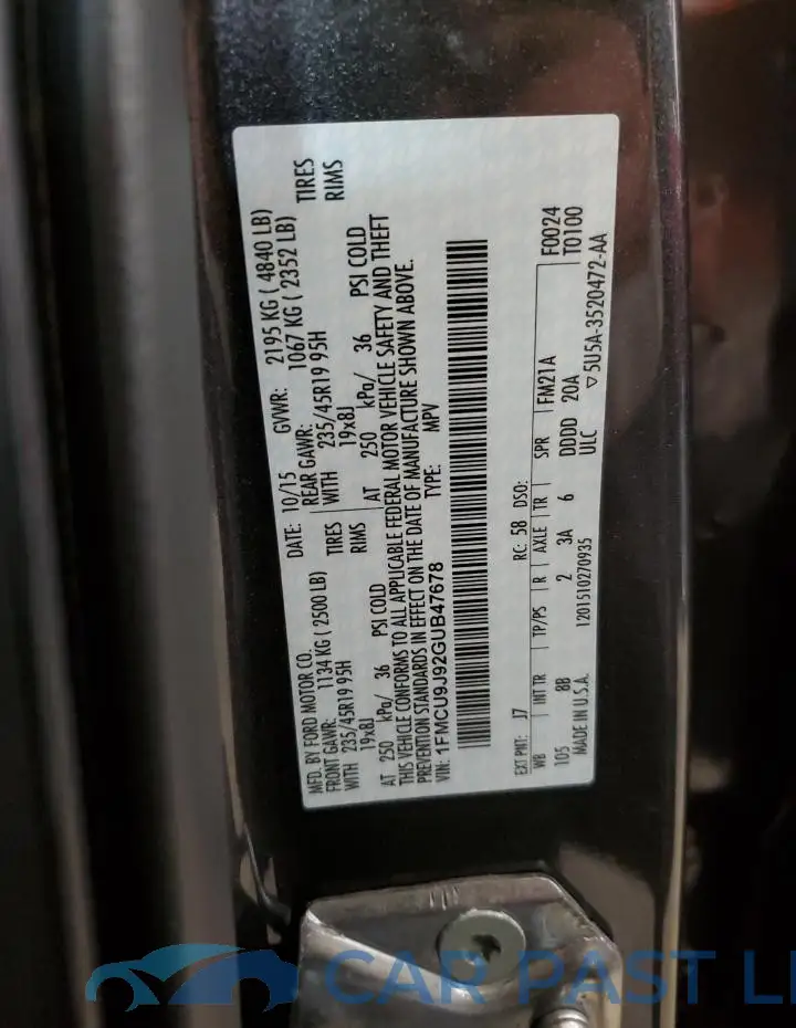 1FMCU9J92GUB47678# 12