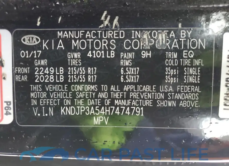 KNDJP3A54H7474791# 12
