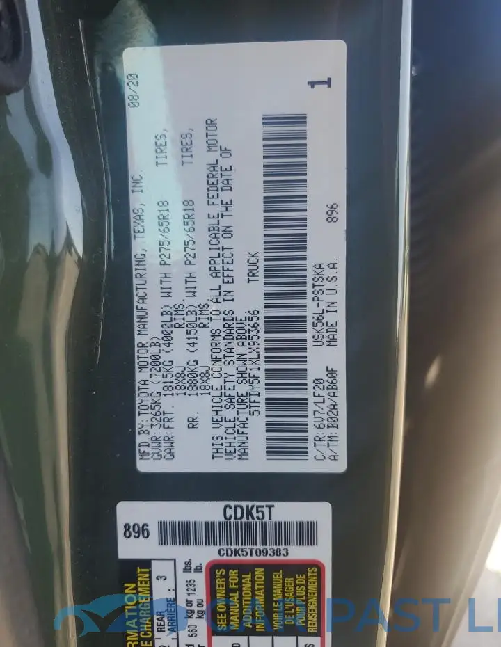5TFDY5F1XLX953656# 13