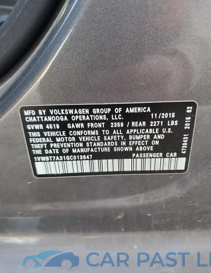 1VWBT7A31GC013847# 12