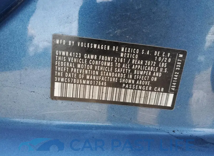 3VWC57BU5MM017545# 12