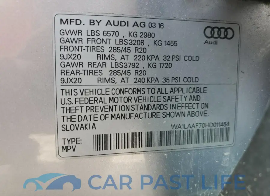 WA1LAAF70HD011454# 13