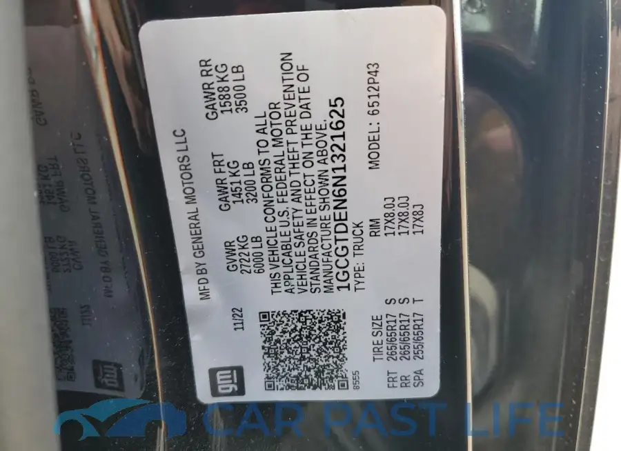 1GCGTDEN6N1321625# 12