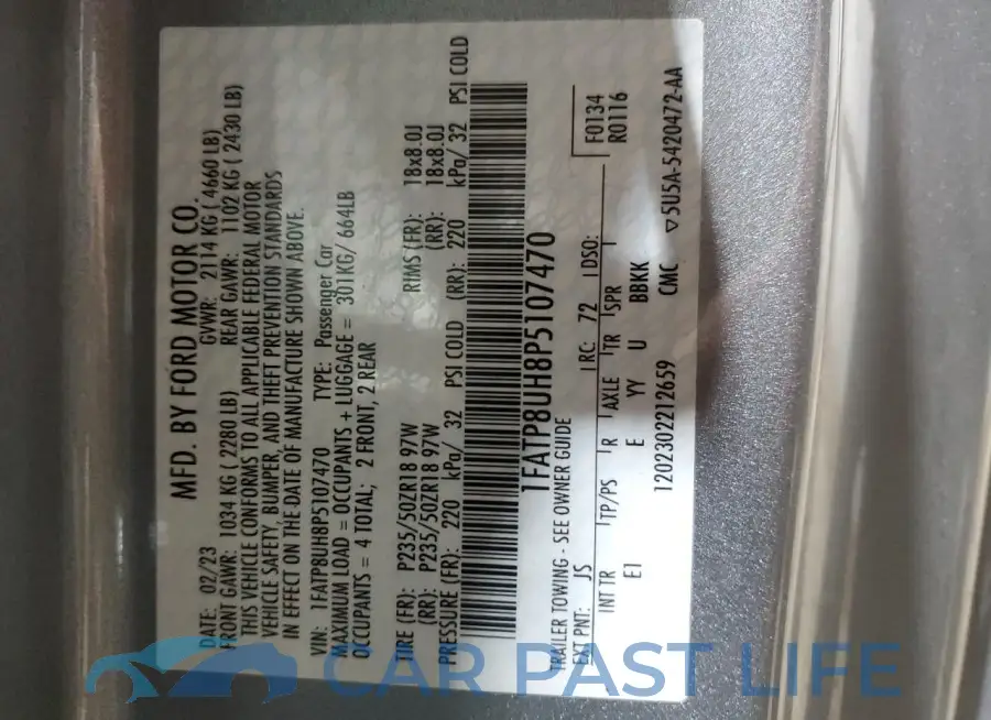 1FATP8UH8P5107470# 12