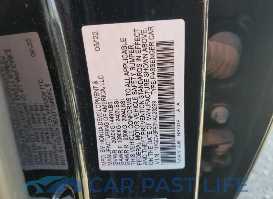 1HGCV3F90NA023299# 12