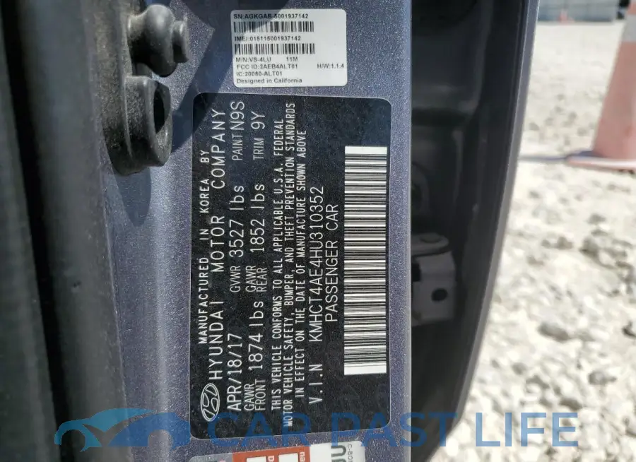 KMHCT4AE4HU310352# 12