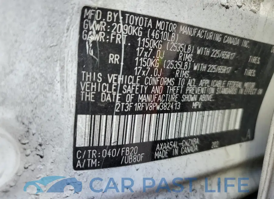 2T3F1RFV8PW382413# 12