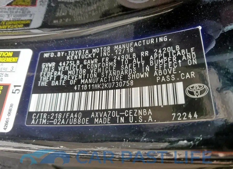 4T1B11HK2KU730758# 13