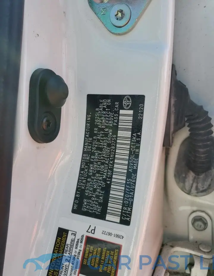 4T1BF1FK1HU283756# 12