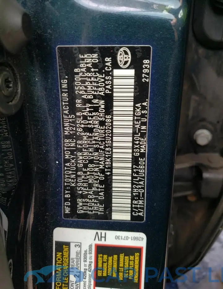 4T1BK1EB1GU202086# 12