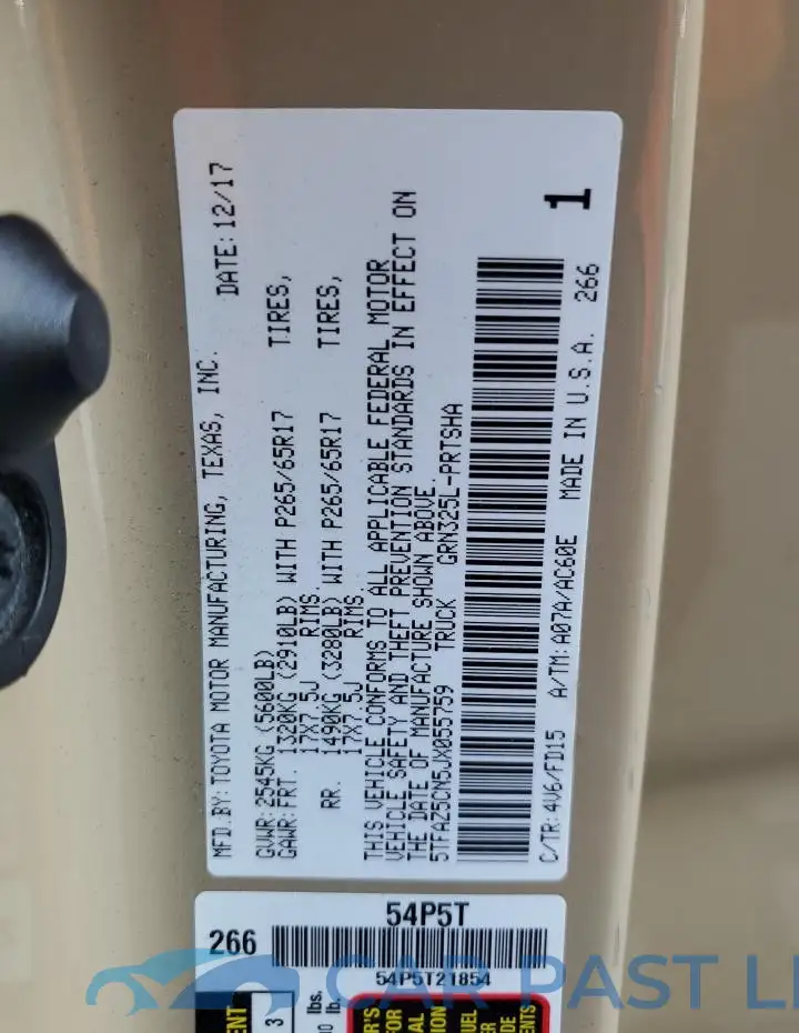 5TFAZ5CN5JX055759# 14