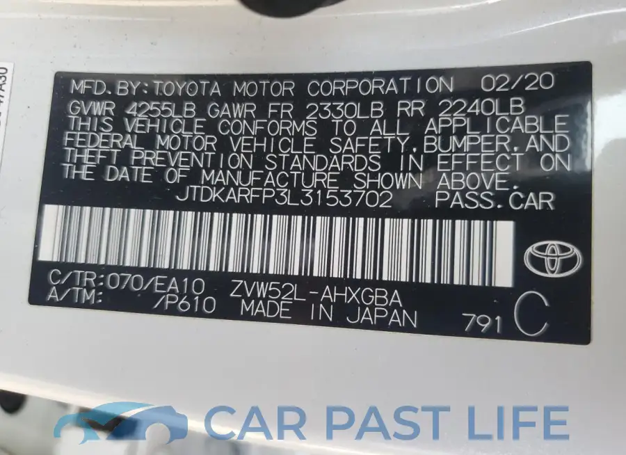 JTDKARFP3L3153702# 12