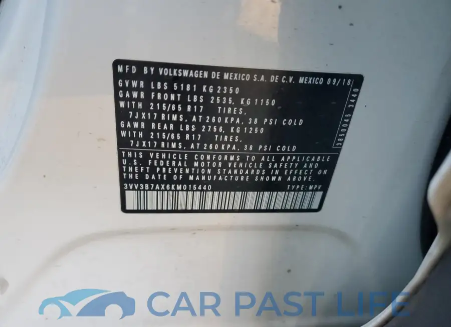 3VV3B7AX6KM015440# 13