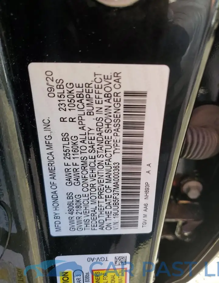 19UUB5F37MA000363# 12
