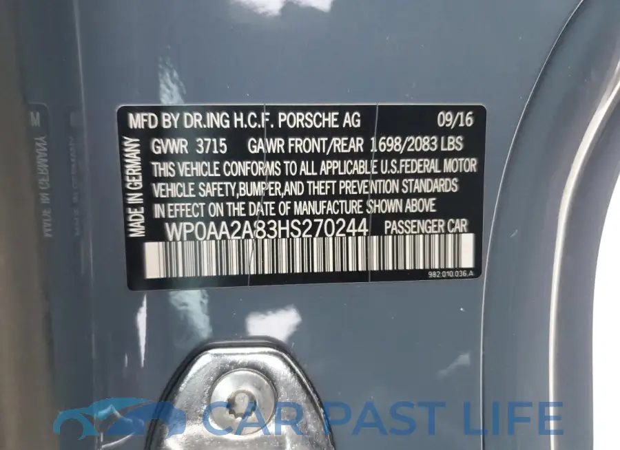 WP0AA2A83HS270244# 12