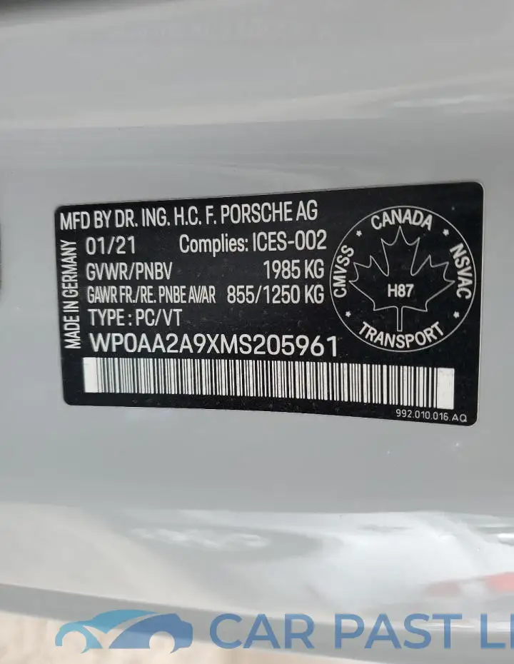 WP0AA2A9XMS205961# 12
