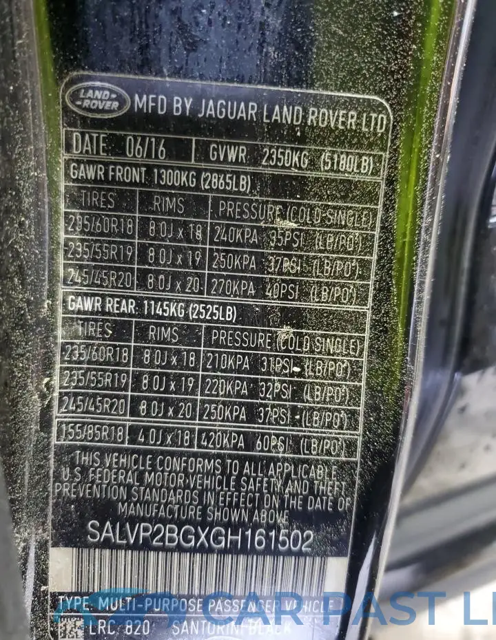 SALVP2BGXGH161502# 14