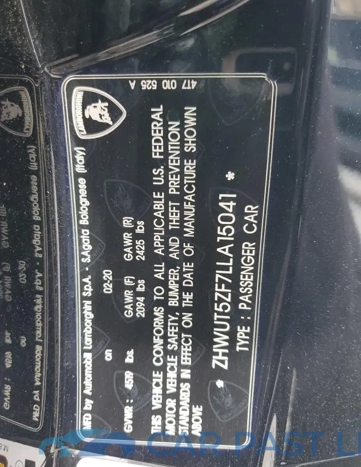 ZHWUT5ZF7LLA15041# 12