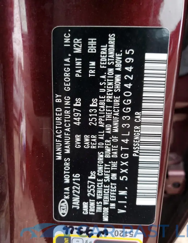 5XXGT4L33GG042495# 13