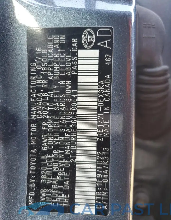 2T1BURHE3GC588641# 12