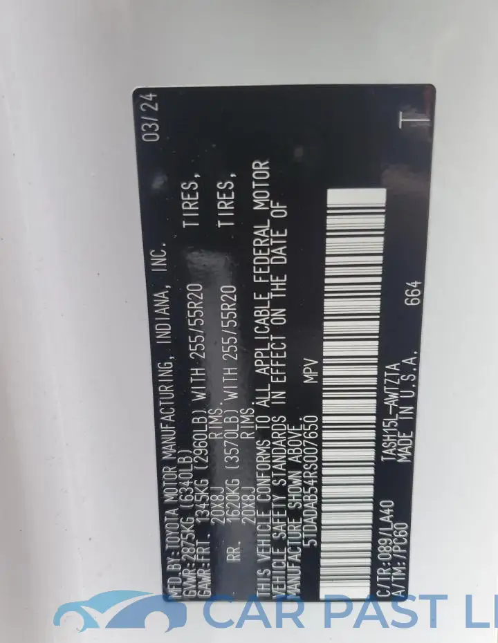 5TDADAB54RS007650# 14