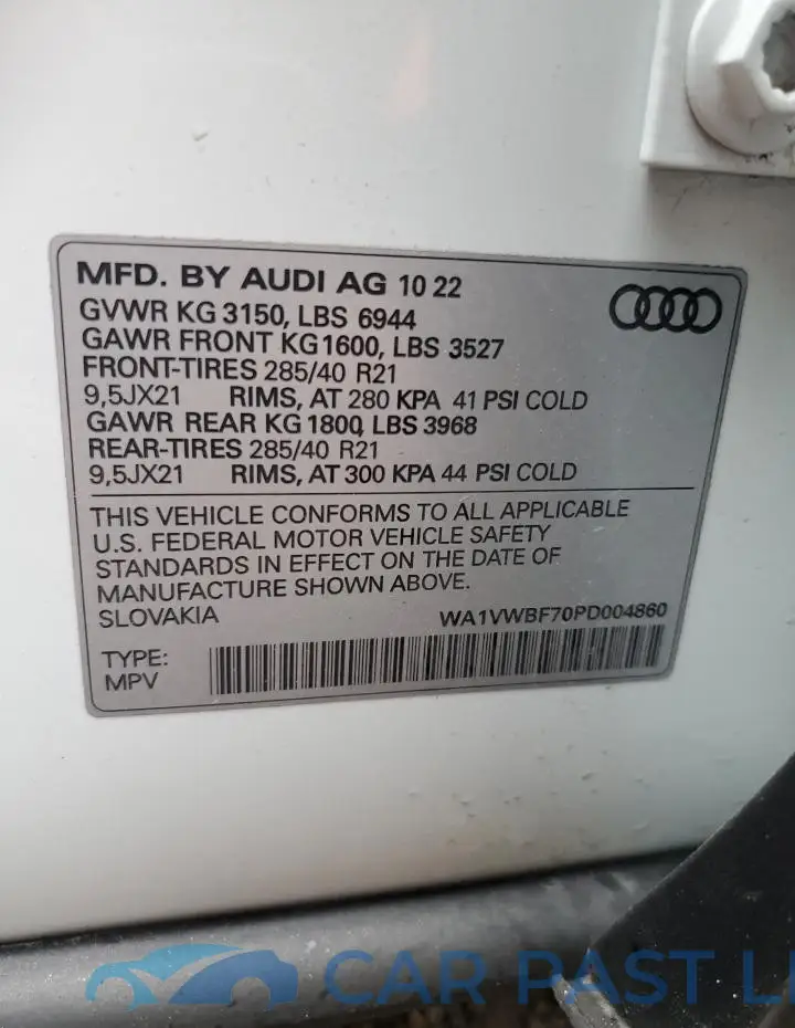 WA1VWBF70PD004860# 12