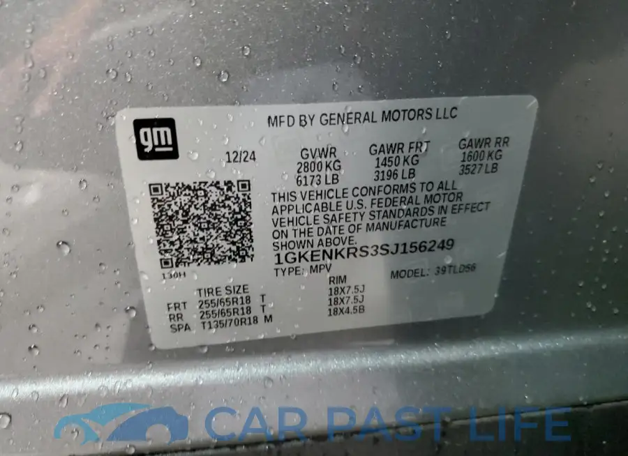 1GKENKRS3SJ156249# 13