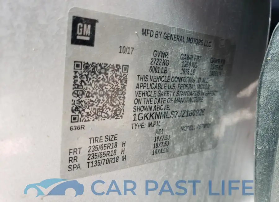 1GKKNMLS7JZ160926# 13