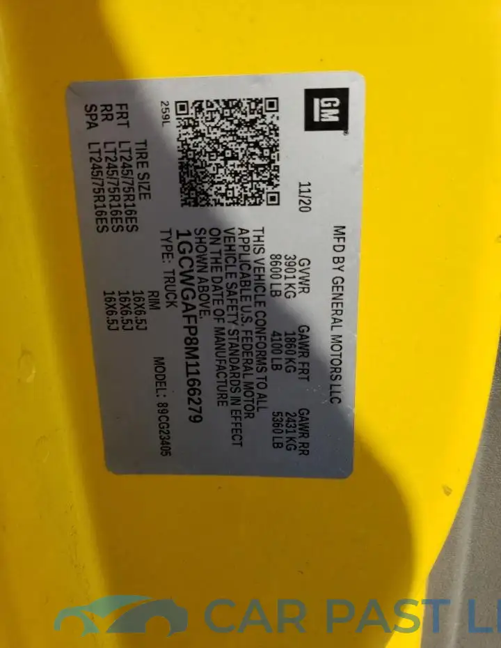 1GCWGAFP8M1166279# 13