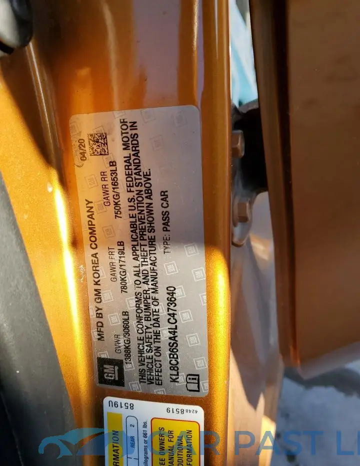 KL8CB6SA4LC473640# 12
