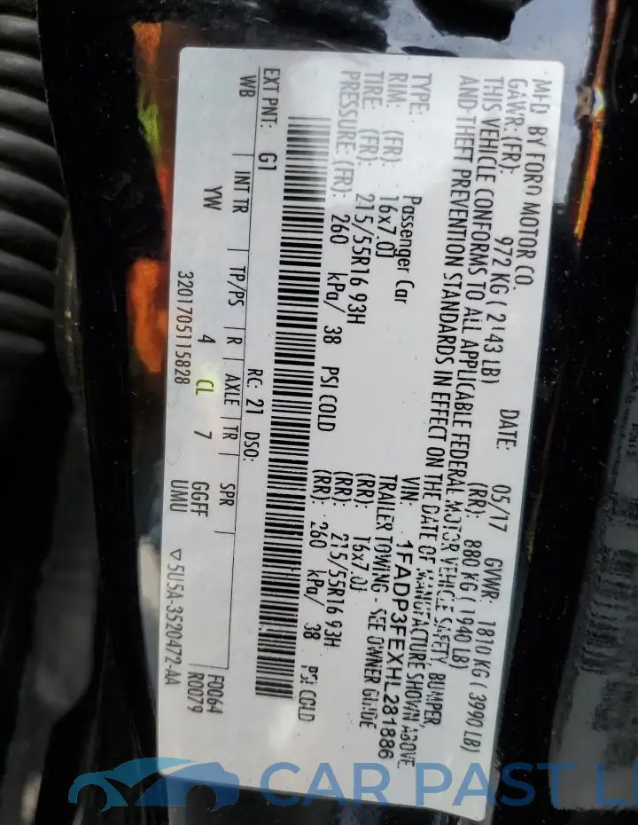 1FADP3FEXHL281886# 12