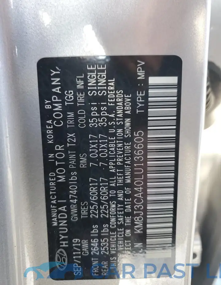 KM8J3CA40LU136605# 13