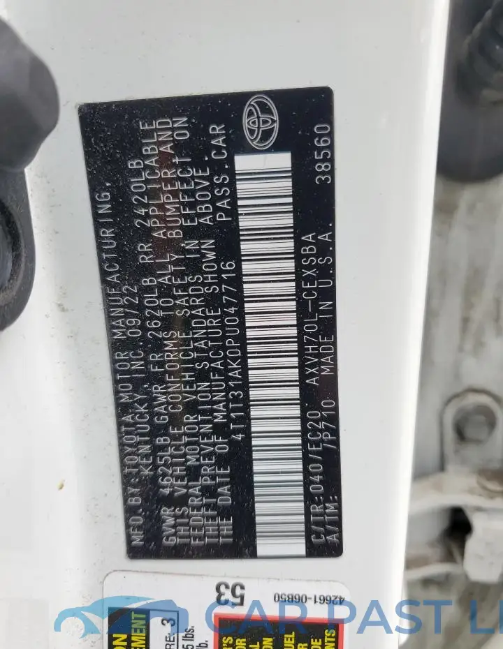 4T1T31AK0PU047716# 12