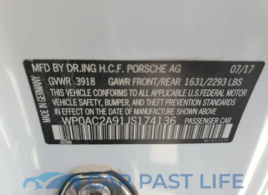 WP0AC2A91JS174136# 12